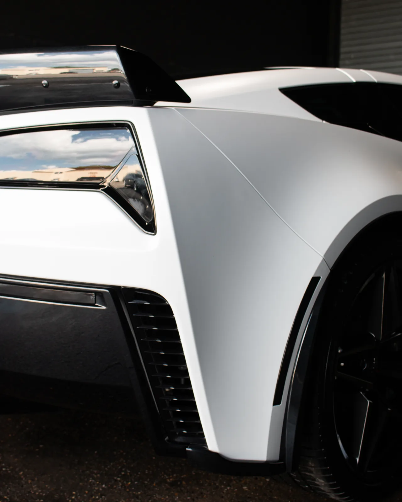 Satin White Wrap on a Chevrolet Corvette Z06 (C7), Driven Auto Styling, Philadelphia