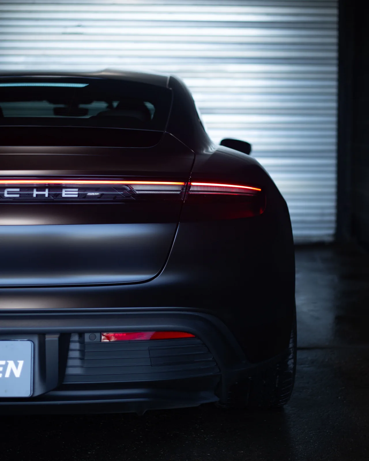 Satin Black Wrap on a Porsche Taycan, Driven Auto Styling, Philadelphia