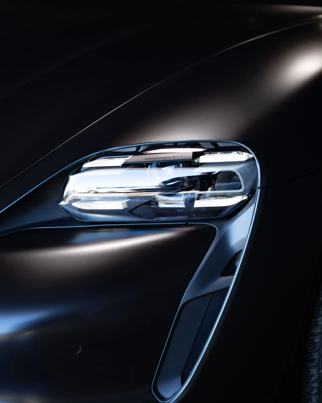Satin Black Wrap on a Porsche Taycan, Driven Auto Styling, Philadelphia