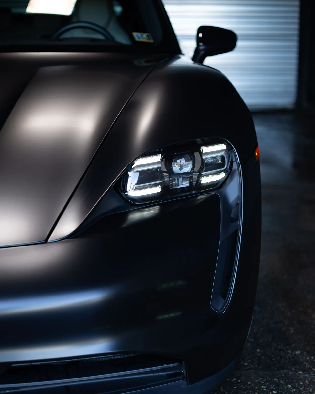 Satin Black Wrap on a Porsche Taycan, Driven Auto Styling, Philadelphia