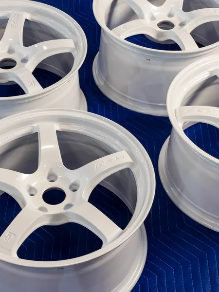 Custom white powder coated Advan wheels