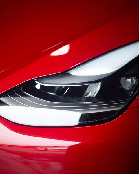 Tesla Model Y headlight detail with PPF